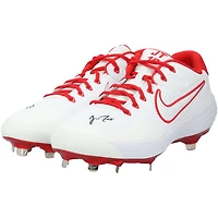 Crampons Nike blancs et rouges autographiés par J.T. Realmuto, joueur des Phillies de Philadelphie, saison 2021 de la MLB.