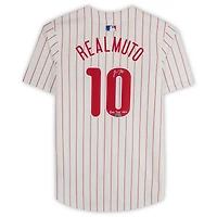 Maillot blanc Nike Limited autographié par J.T. Realmuto des Phillies de Philadelphie avec inscription « Sing the Bell »