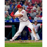 Photographie non signée de J.T. Realmuto des Philadelphia Phillies au bâton dans un maillot blanc