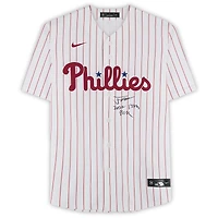 Maillot réplique Nike autographié par Justin Crawford des Phillies de Philadelphie avec inscription « 17e choix de la saison 2022 ».