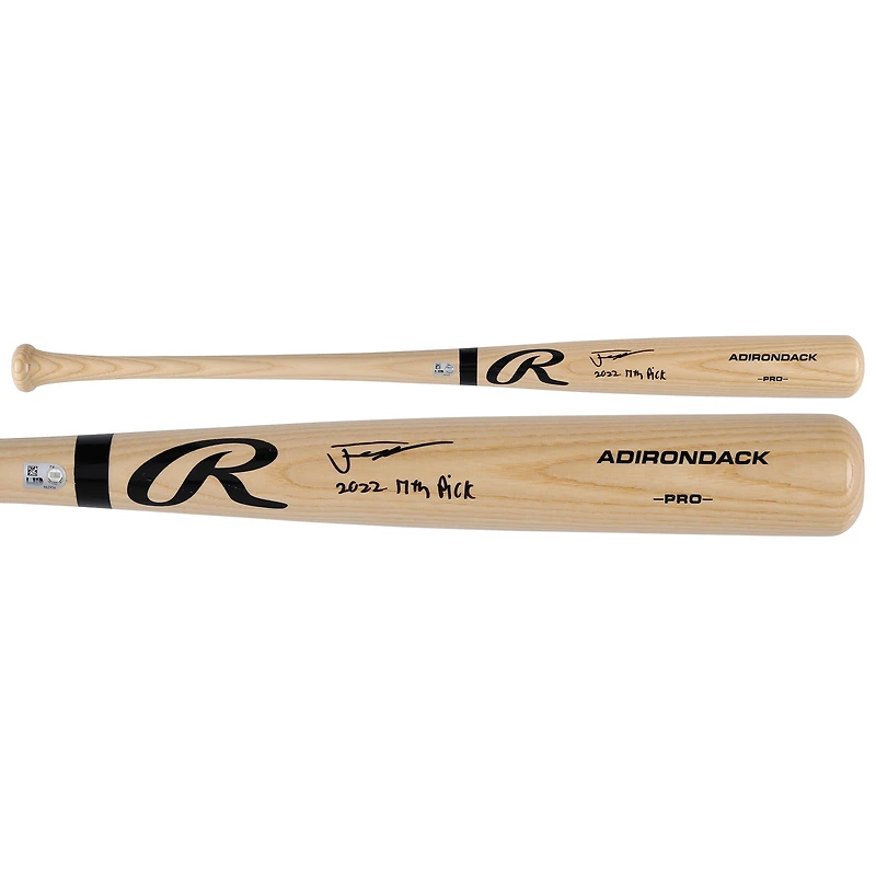 Justin Crawford Philadelphia Phillies Autographed Rawlings Pro Blonde Bat with "2022 17th Pick" Inscription