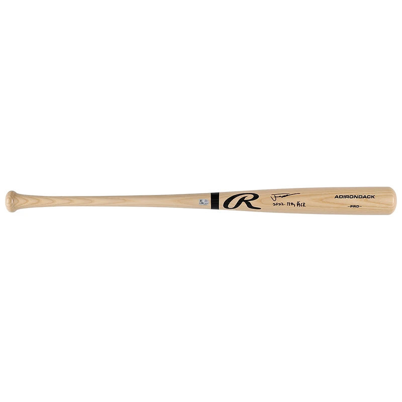 Justin Crawford Philadelphia Phillies Autographed Rawlings Pro Blonde Bat with "2022 17th Pick" Inscription