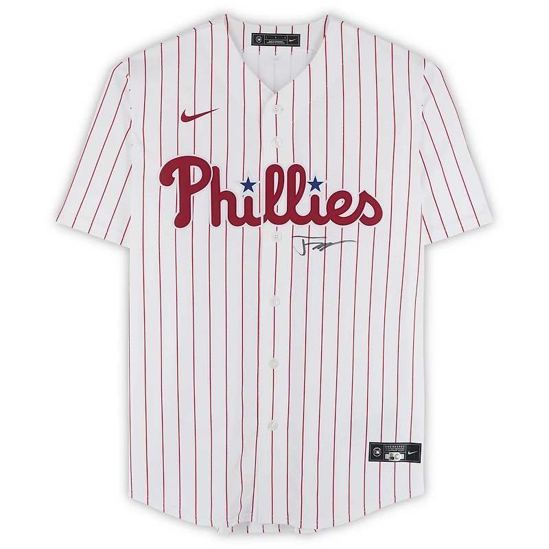 Justin Crawford Philadelphia Phillies Autographed White Nike Replica Jersey