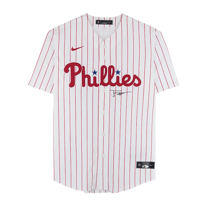 Justin Crawford Philadelphia Phillies Autographed White Nike Replica Jersey