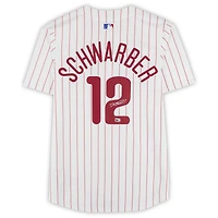 Maillot réplique blanc Nike autographié par Kyle Schwarber des Phillies de Philadelphie
