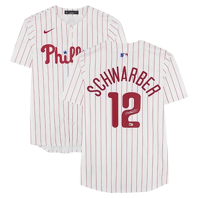 Maillot réplique blanc Nike autographié par Kyle Schwarber des Phillies de Philadelphie