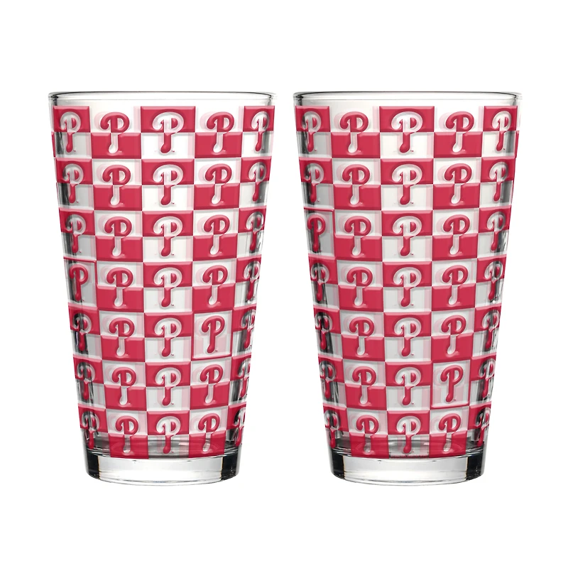 Logo Brands Philadelphia Phillies Two-Pack Gridiron Stained 16oz. Pint Glass Set
