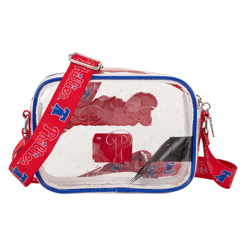 Loungefly Philadelphia Phillies Clear All Over Logo Crossbody Bag