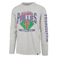 Men's '47  Gray Philadelphia Phillies Big & Tall Distressed Franklin Long Sleeve T-Shirt