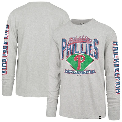 T-shirt à manches longues Franklin gris vieilli pour homme '47 Philadelphia Phillies Big & Tall