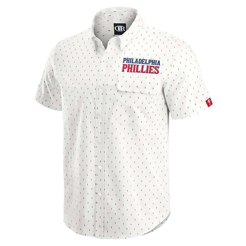 Chemise boutonnée imprimée pour homme Darius Rucker Collection by Fanatics, couleur crème, motif Philadelphia Phillies