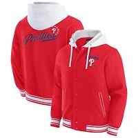 Veste à capuche boutons-pression complète pour homme Darius Rucker Collection by Fanatics, rouge, des Philadelphia Phillies