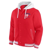 Veste à capuche boutons-pression complète pour homme Darius Rucker Collection by Fanatics, rouge, des Philadelphia Phillies