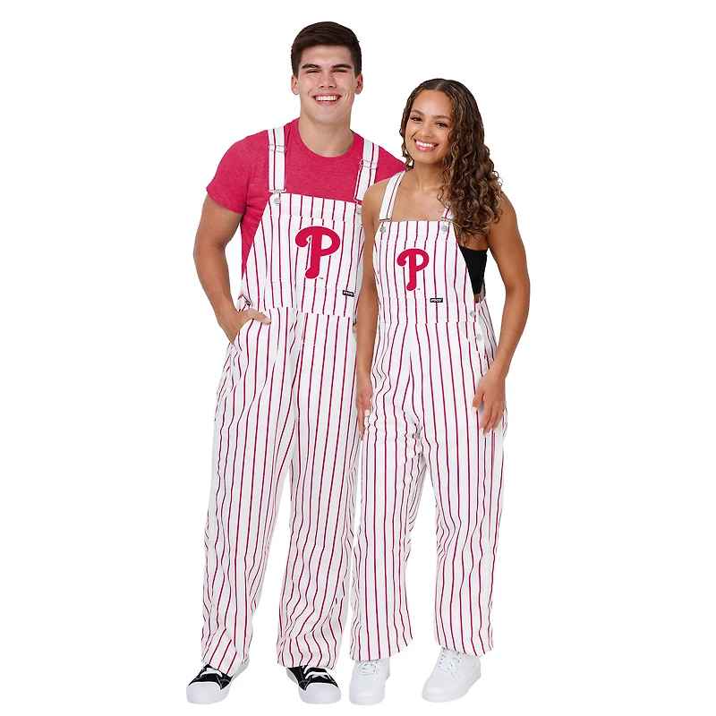 Men's FOCO  White Philadelphia Phillies Pinstripe Bib Overalls