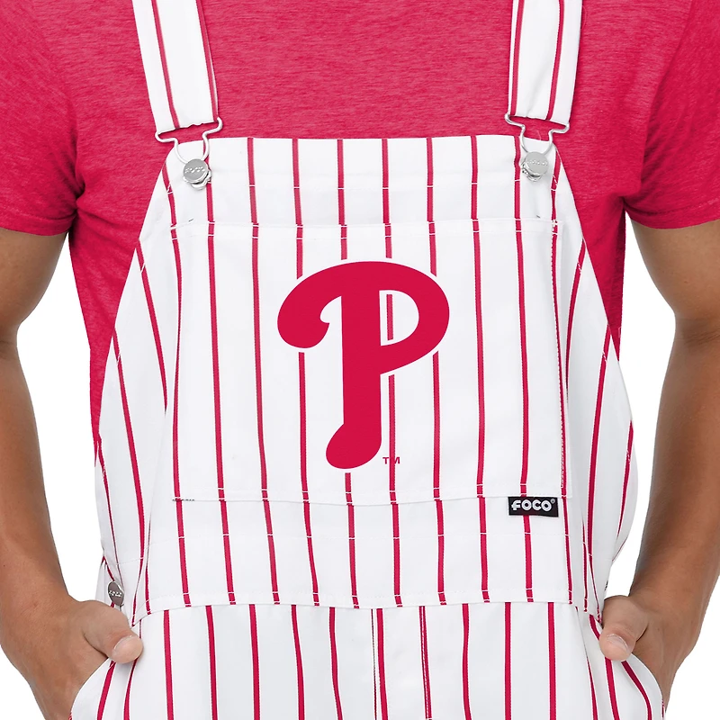 Men's FOCO  White Philadelphia Phillies Pinstripe Bib Overalls
