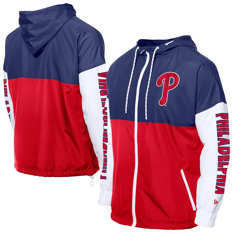 Men's New Era  Red/Royal Philadelphia Phillies Color Block Full-Zip Hoodie Windbreaker