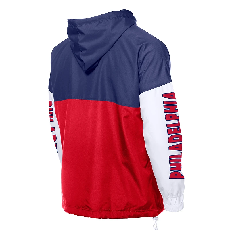 Men's New Era  Red/Royal Philadelphia Phillies Color Block Full-Zip Hoodie Windbreaker