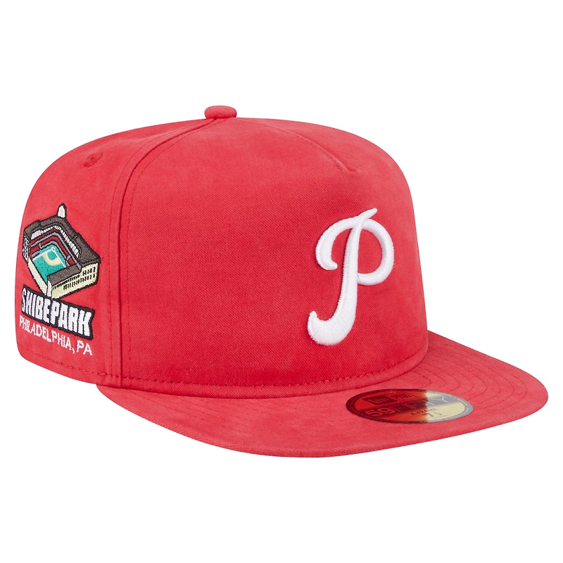 Casquette ajustée New Era 59FIFTY rouge Philadelphia Phillies Championship Side Flag pour homme
