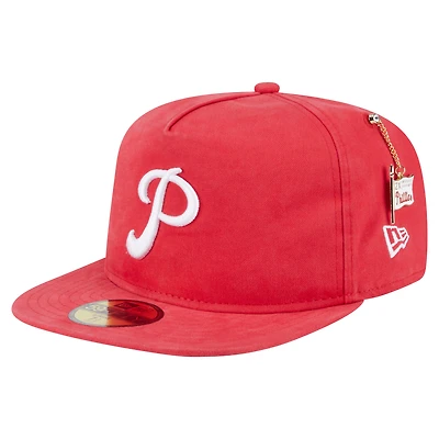 Casquette ajustée New Era 59FIFTY rouge Philadelphia Phillies Championship Side Flag pour homme