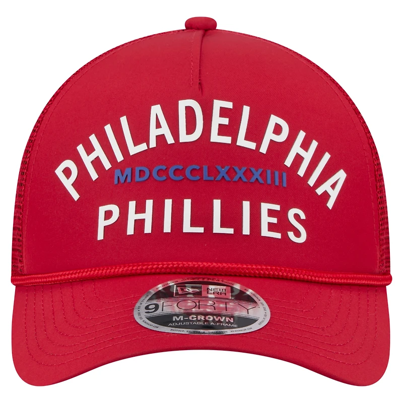 Men's New Era Red Philadelphia Phillies Minimalist 9FORTY A-Frame Adjustable Hat