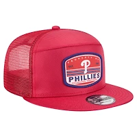 Men's New Era  Red Philadelphia Phillies Split Panel 9FIFTY Trucker Snapback Hat