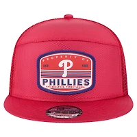 Men's New Era  Red Philadelphia Phillies Split Panel 9FIFTY Trucker Snapback