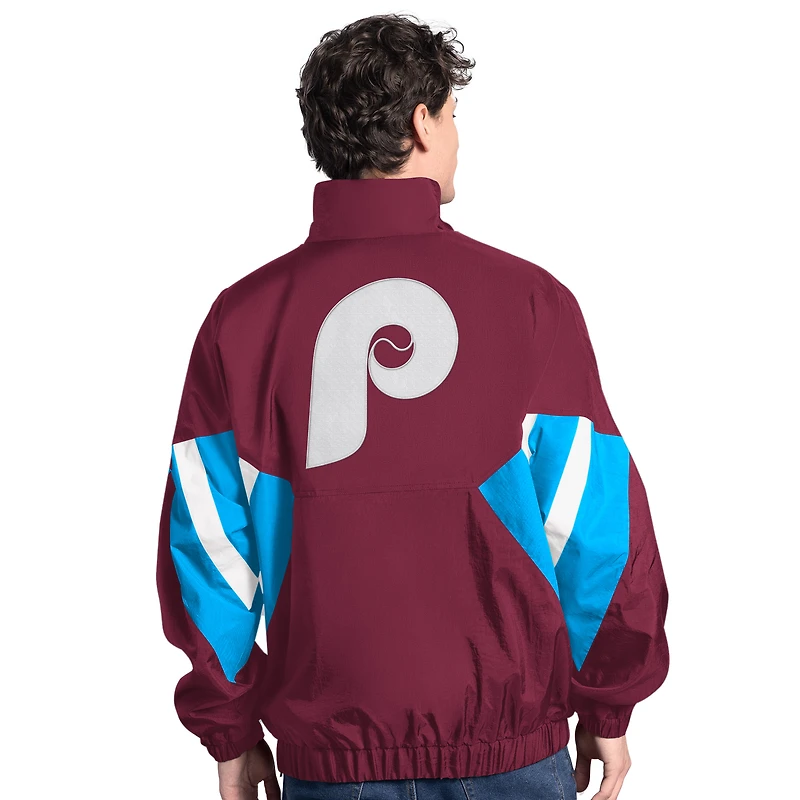 Pull demi-zippé Cooperstown Chief des Phillies de Philadelphie pour homme, bordeaux