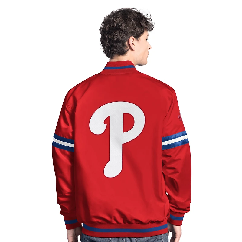 Veste universitaire à boutons-pression Starter Red Philadelphia Phillies Scout pour homme