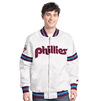 Veste universitaire blanche à boutons-pression Cooperstown Scout des Philadelphia Phillies pour homme