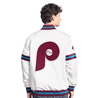 Men's Starter  White Philadelphia Phillies Cooperstown Scout Full-Snap Varsity Jacket