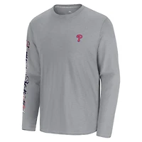 Men's Tommy Bahama  Gray Philadelphia Phillies Tropic Curveball Lux Long Sleeve T-Shirt
