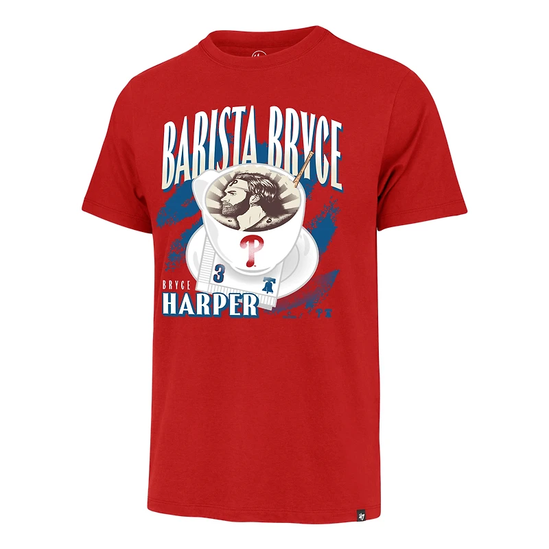 Men's '47 Bryce Harper Red Philadelphia Phillies Barista Player T-Shirt