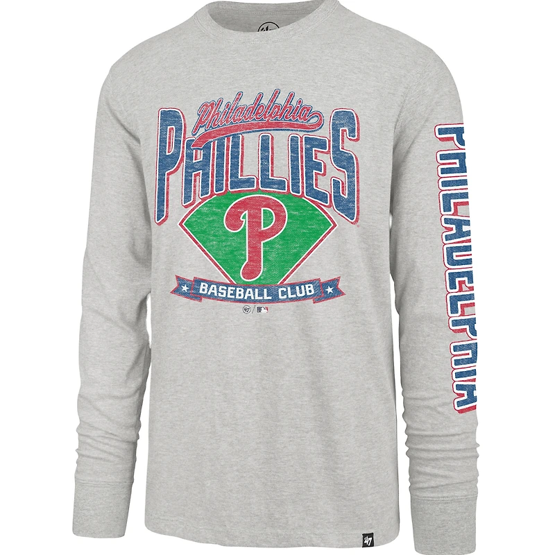 T-shirt à manches longues Fair Ball Franklin gris pour homme '47 Philadelphia Phillies