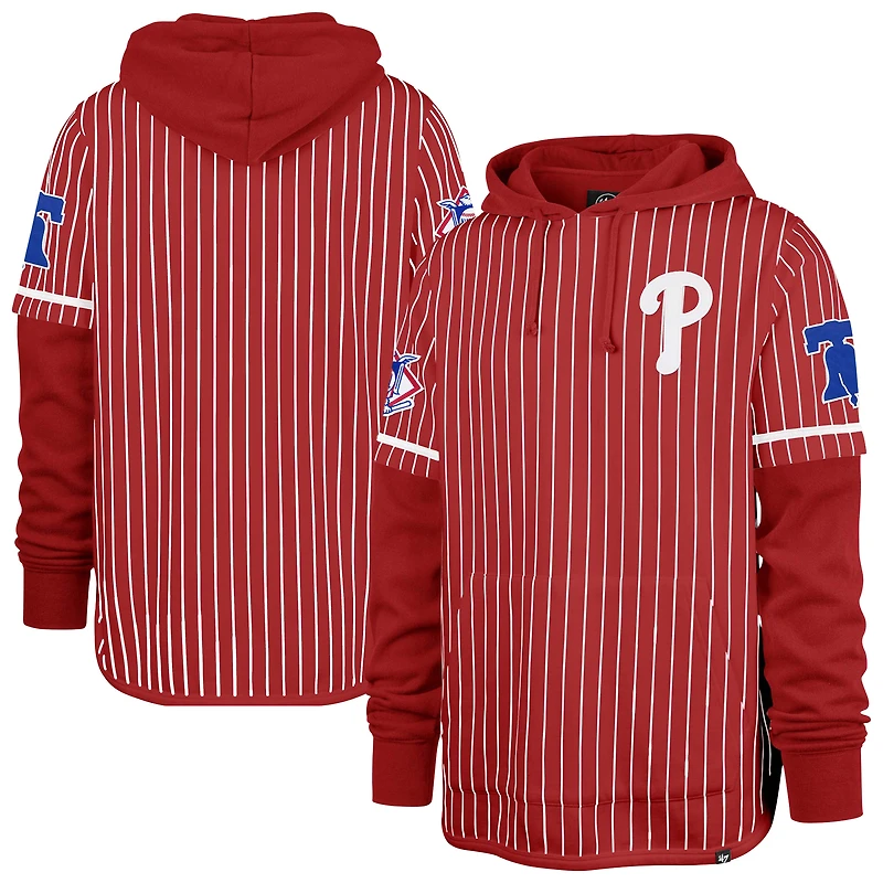 Sweat à capuche rayures doubles rouge Philadelphia Phillies '47 pour homme