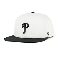 Men's '47 White/Black Philadelphia Phillies Foundation Captain Snapback Hat