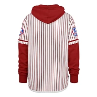 Men's '47 White Philadelphia Phillies Pinstripe Double Header Pullover Hoodie
