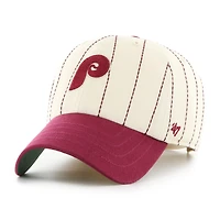 Men's '47 x Rawlings Natural/Burgundy Philadelphia Phillies Pinstripe Clean Up Adjustable Hat
