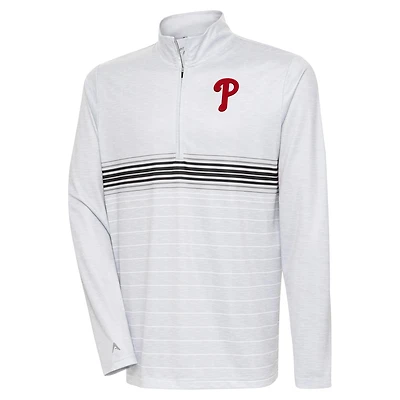 Men's Antigua Heather Gray/Black Philadelphia Phillies Bullseye Quarter-Zip Pullover Top