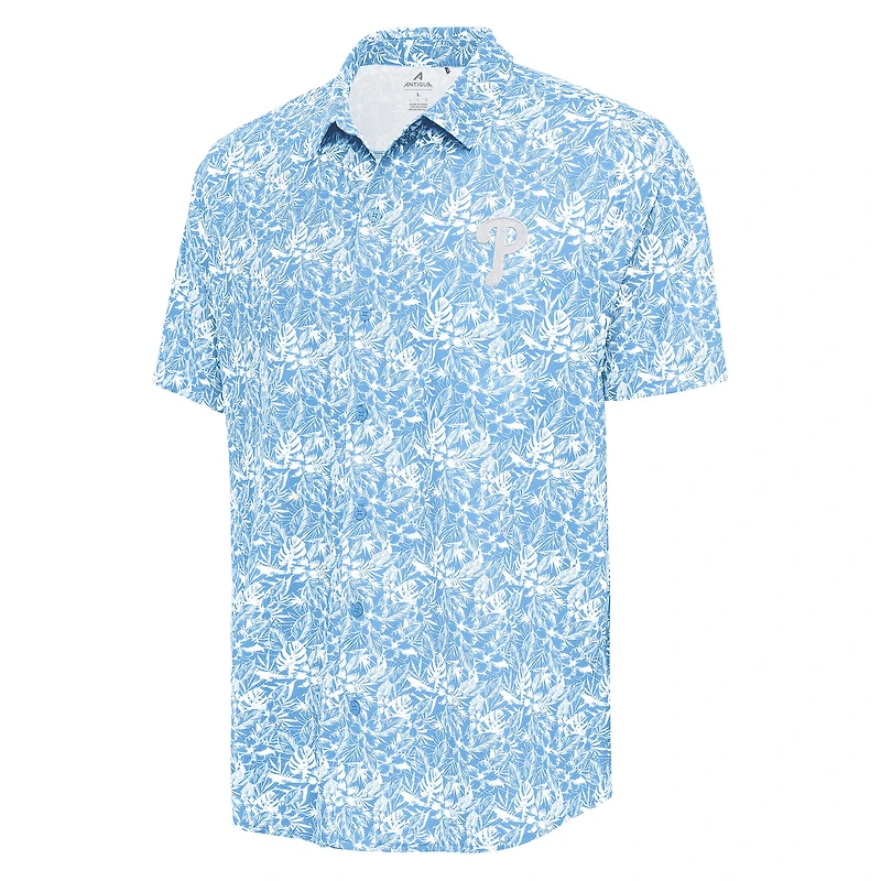 Men's Antigua Powder Blue Philadelphia Phillies Resort Button-Up Shirt