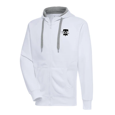 Men's Antigua White Philadelphia Phillies Metallic Victory Full-Zip Hoodie