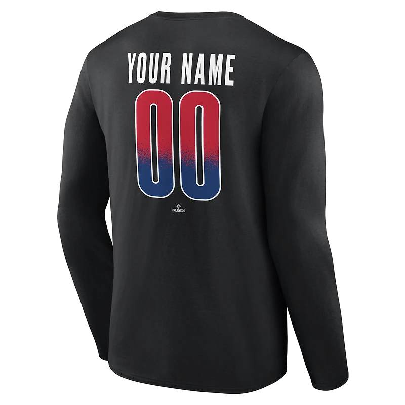 T-shirt à manches longues noir pour homme Philadelphia Phillies Home Field Pop personnalisé avec nom et numéro