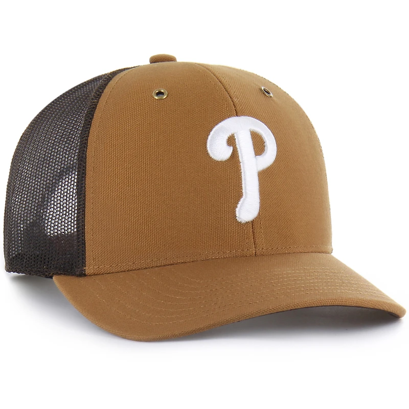 Men's Carhartt x '47  Brown Philadelphia Phillies Trucker Adjustable Hat