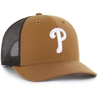 Men's Carhartt x '47  Brown Philadelphia Phillies Trucker Adjustable Hat