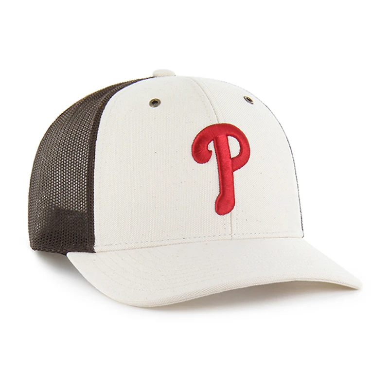Men's Carhartt x '47 Natural/Brown Philadelphia Phillies Undyed Trucker Adjustable Hat