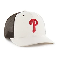 Men's Carhartt x '47 Natural/Brown Philadelphia Phillies Undyed Trucker Adjustable Hat