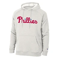 Sweat à capuche raglan Champion pour homme, gris chiné ultra clair, Philadelphia Phillies Triumph Tri-Blend.