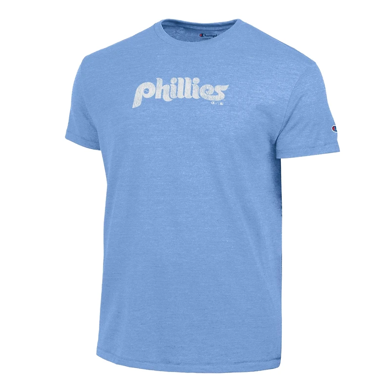 Men's Champion  Light Blue Philadelphia Phillies Tri-Blend T-Shirt