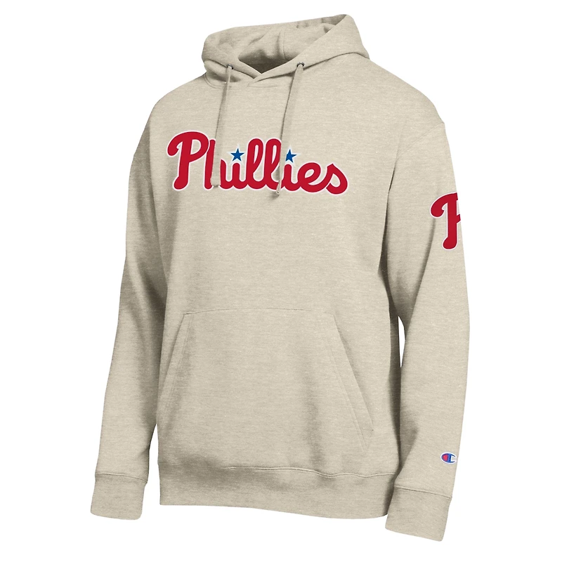 Men's Champion Oatmeal Philadelphia Phillies All Star Chenille Patch Hoodie