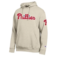 Men's Champion Oatmeal Philadelphia Phillies All Star Chenille Patch Hoodie