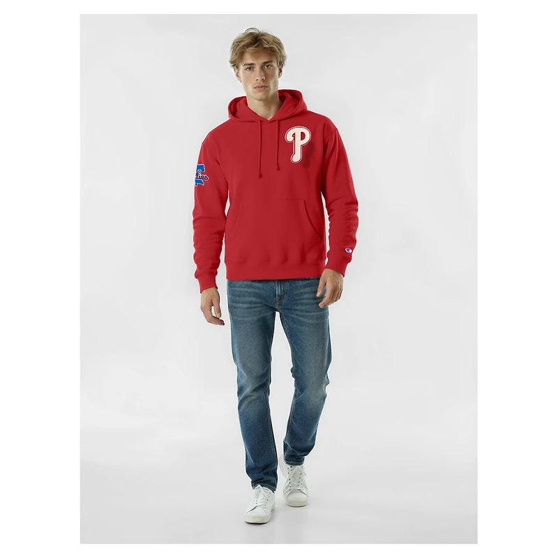 Sweat à capuche Champion rouge Philadelphia Phillies en chenille tissée inversée pour homme